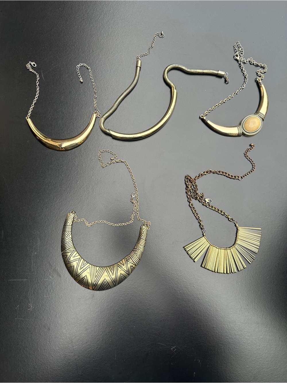 Gold Tone Statement Necklaces Set - Women Jewelry